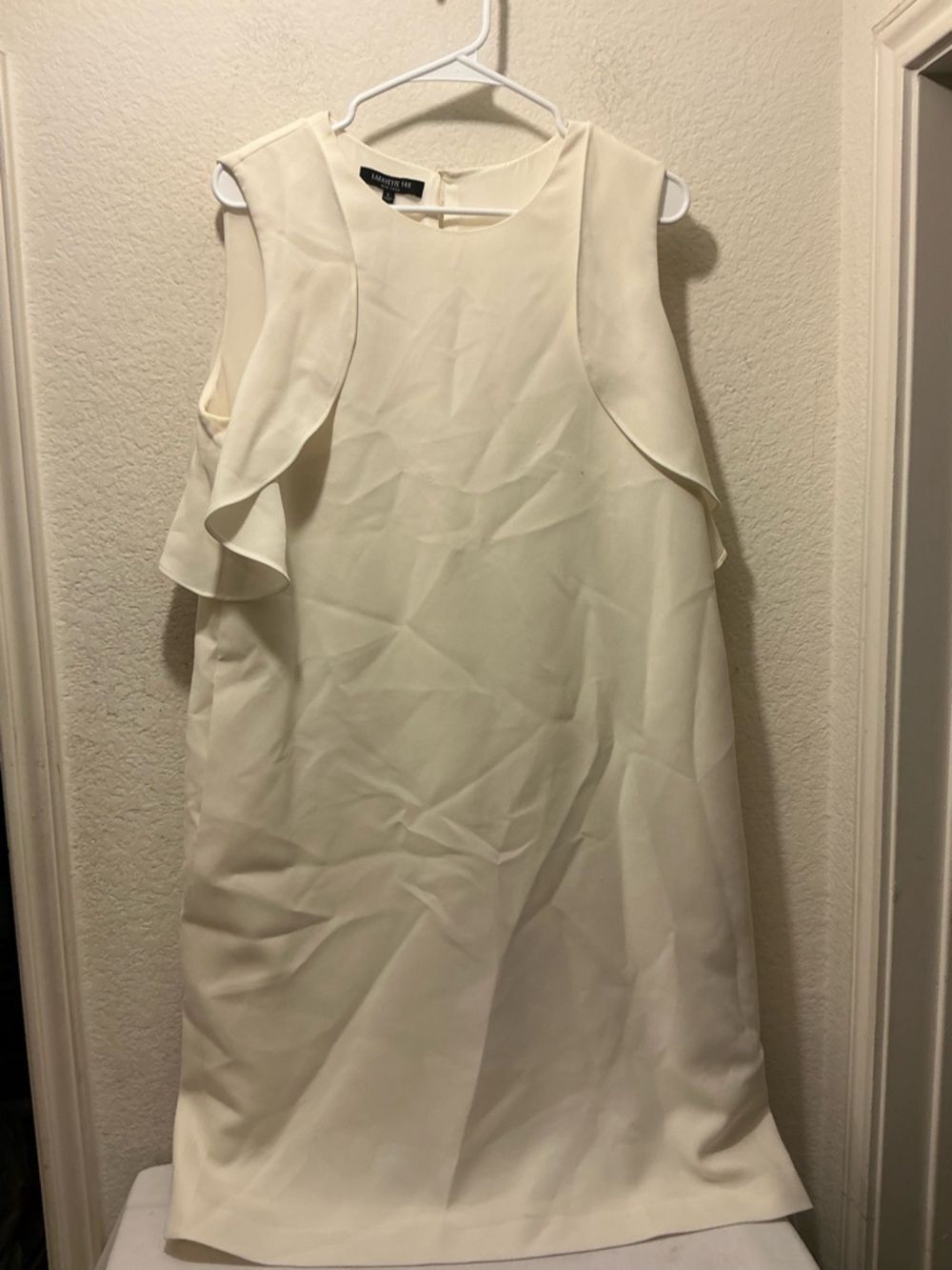 Lafayette 148 New York Ivory Ruffle Shift Mini Dress size L